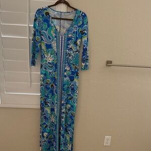 Lilly Pulitzer Vibrant Blue and Green Long Sleeve Dress